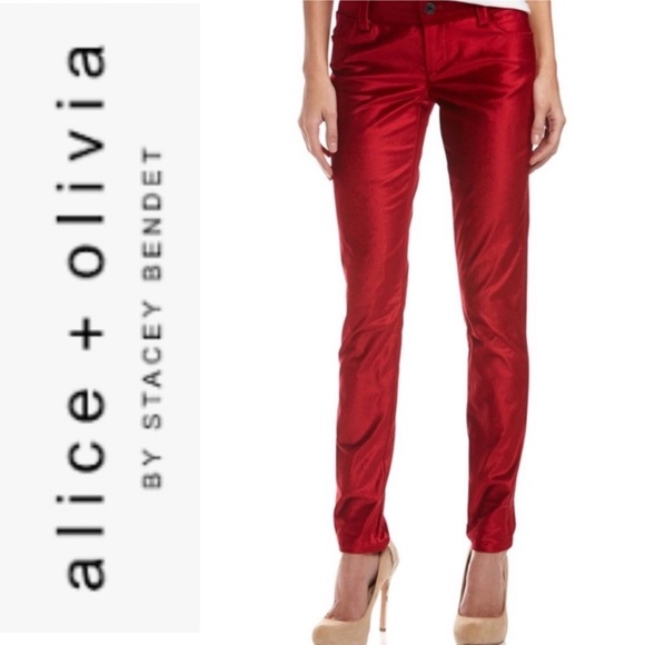 Alice + Olivia Pants - NWT Alice + Olivia Red Velour Pants